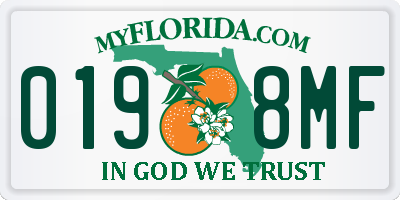 FL license plate 0198MF