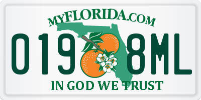 FL license plate 0198ML