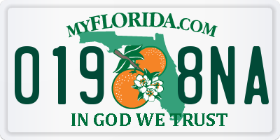 FL license plate 0198NA