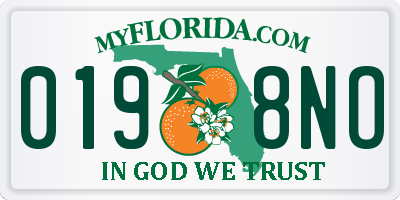 FL license plate 0198NO