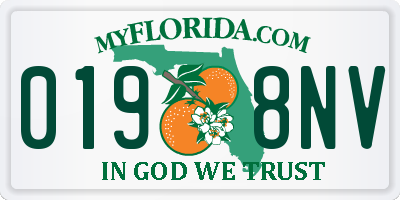 FL license plate 0198NV