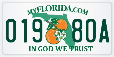 FL license plate 0198OA