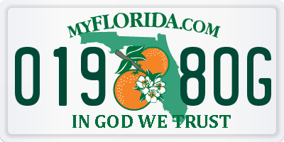 FL license plate 0198OG