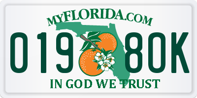 FL license plate 0198OK