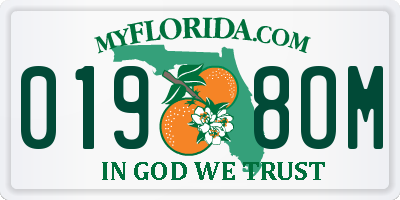 FL license plate 0198OM