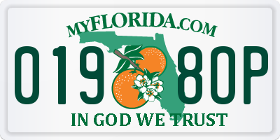 FL license plate 0198OP