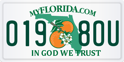 FL license plate 0198OU