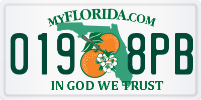 FL license plate 0198PB
