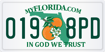FL license plate 0198PD