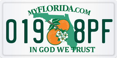 FL license plate 0198PF