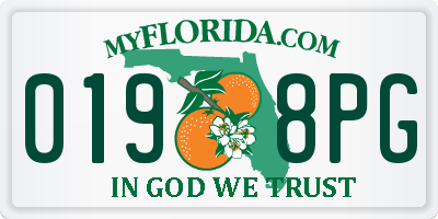 FL license plate 0198PG