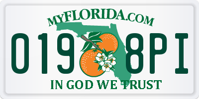 FL license plate 0198PI