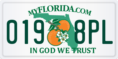 FL license plate 0198PL