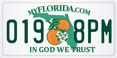 FL license plate 0198PM