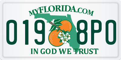 FL license plate 0198PO