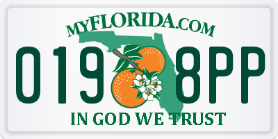 FL license plate 0198PP