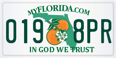 FL license plate 0198PR