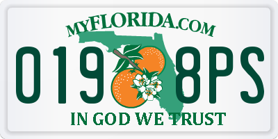 FL license plate 0198PS