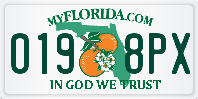 FL license plate 0198PX