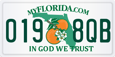 FL license plate 0198QB