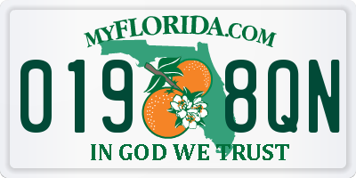 FL license plate 0198QN
