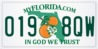 FL license plate 0198QW