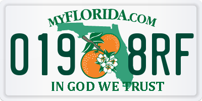 FL license plate 0198RF