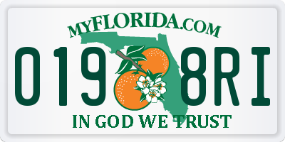 FL license plate 0198RI