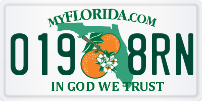 FL license plate 0198RN
