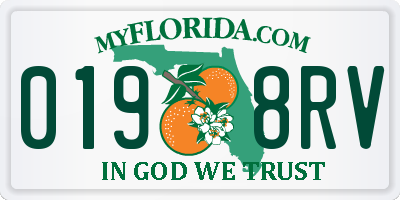 FL license plate 0198RV