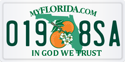 FL license plate 0198SA
