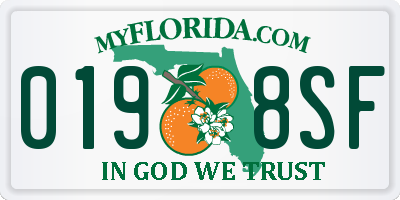 FL license plate 0198SF