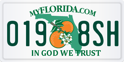 FL license plate 0198SH
