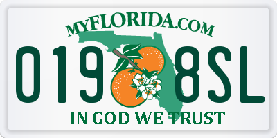 FL license plate 0198SL