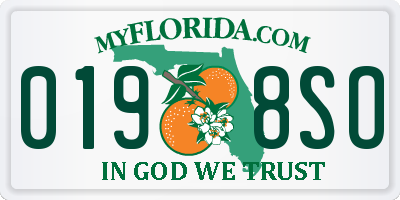 FL license plate 0198SO