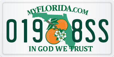 FL license plate 0198SS