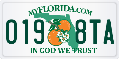FL license plate 0198TA