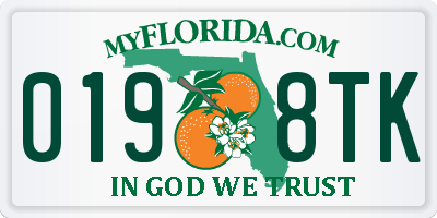 FL license plate 0198TK