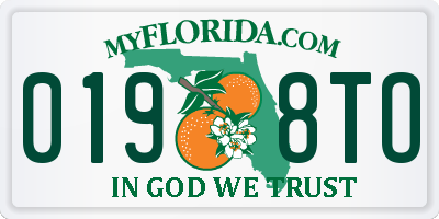 FL license plate 0198TO