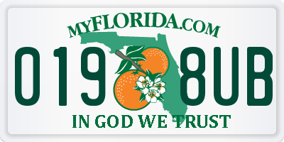 FL license plate 0198UB