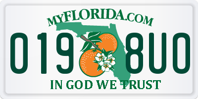 FL license plate 0198UO