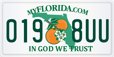 FL license plate 0198UU