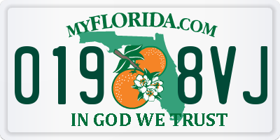 FL license plate 0198VJ