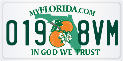 FL license plate 0198VM