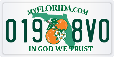 FL license plate 0198VO