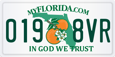 FL license plate 0198VR