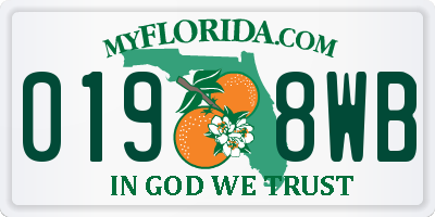 FL license plate 0198WB