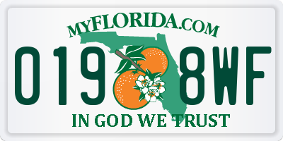 FL license plate 0198WF