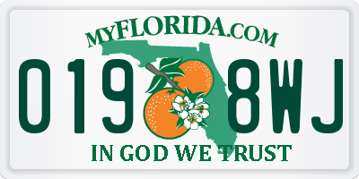 FL license plate 0198WJ