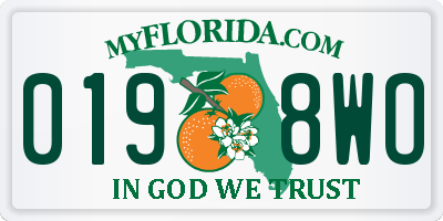 FL license plate 0198WO